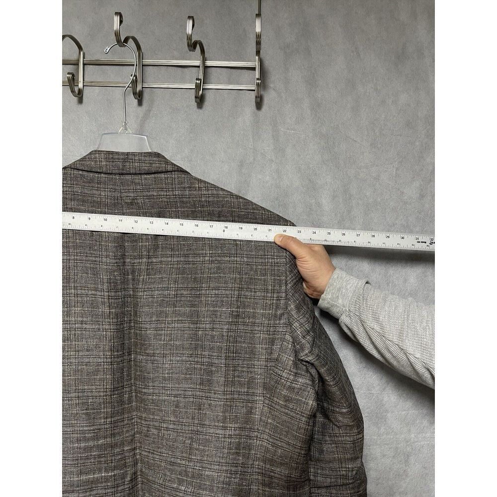 Joseph Abboud Blazer Men 54L Beige Brown Plaid Italian Fabric Nova Linen Luxury‎ - Picture 5 of 12